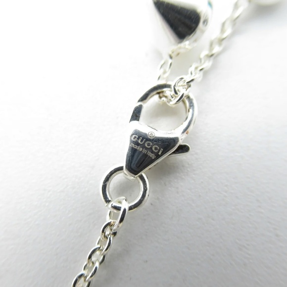 Gucci MOTHER OF PEARL NECKLACE NECKLACE 925 SILVER STAINLESS STEEL w/box - Picture 4 of 7